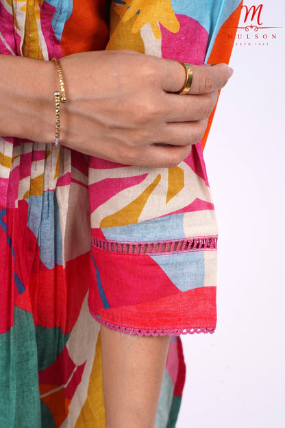 Cotton Kurta for Women Mulson Multicolour Abstract Printed