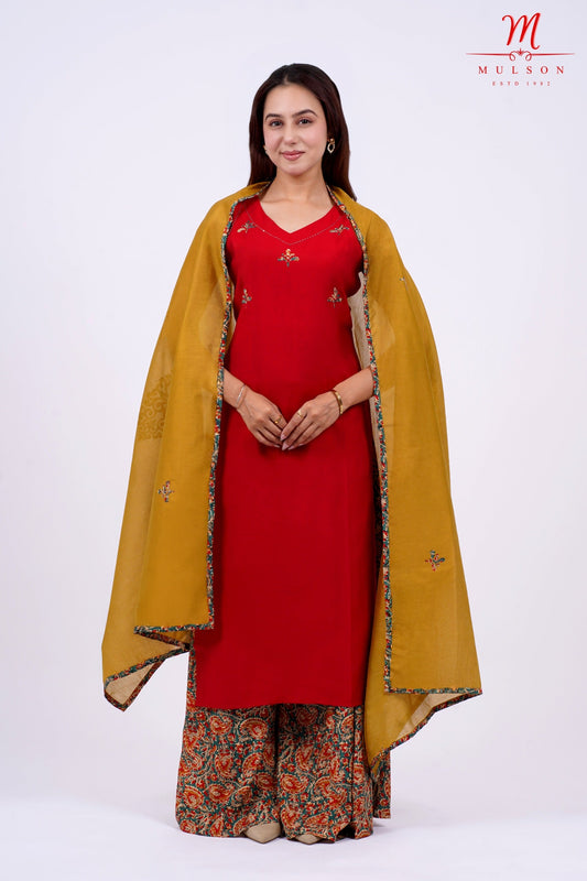Pure Cotton kurta palazzo set with Dupatta