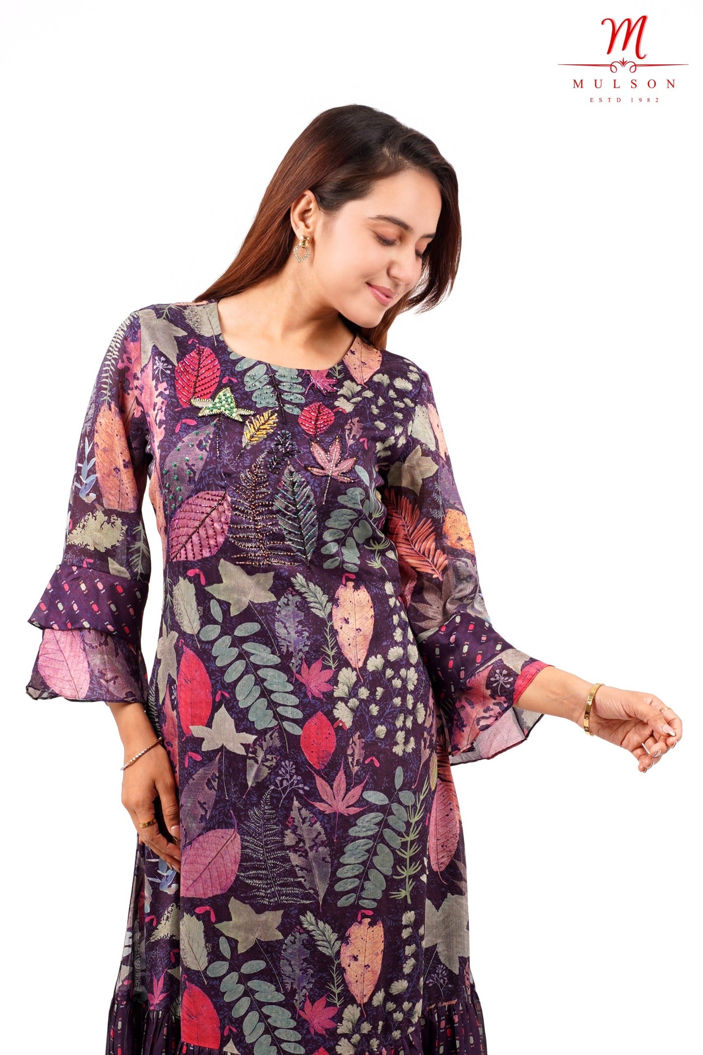 Majestic Purple Floral Dress"