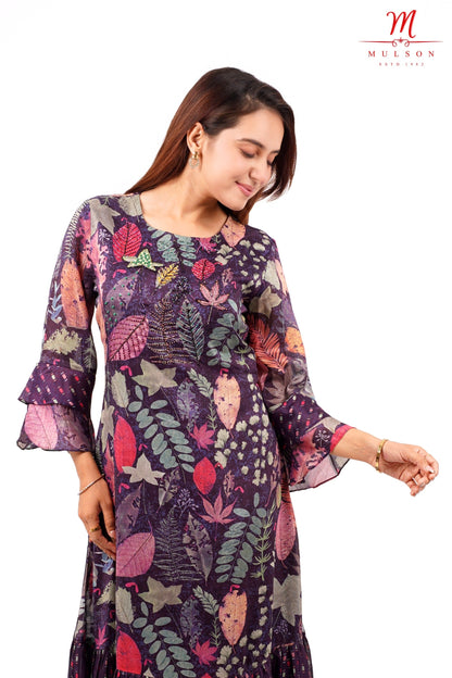Majestic Purple Floral Dress"