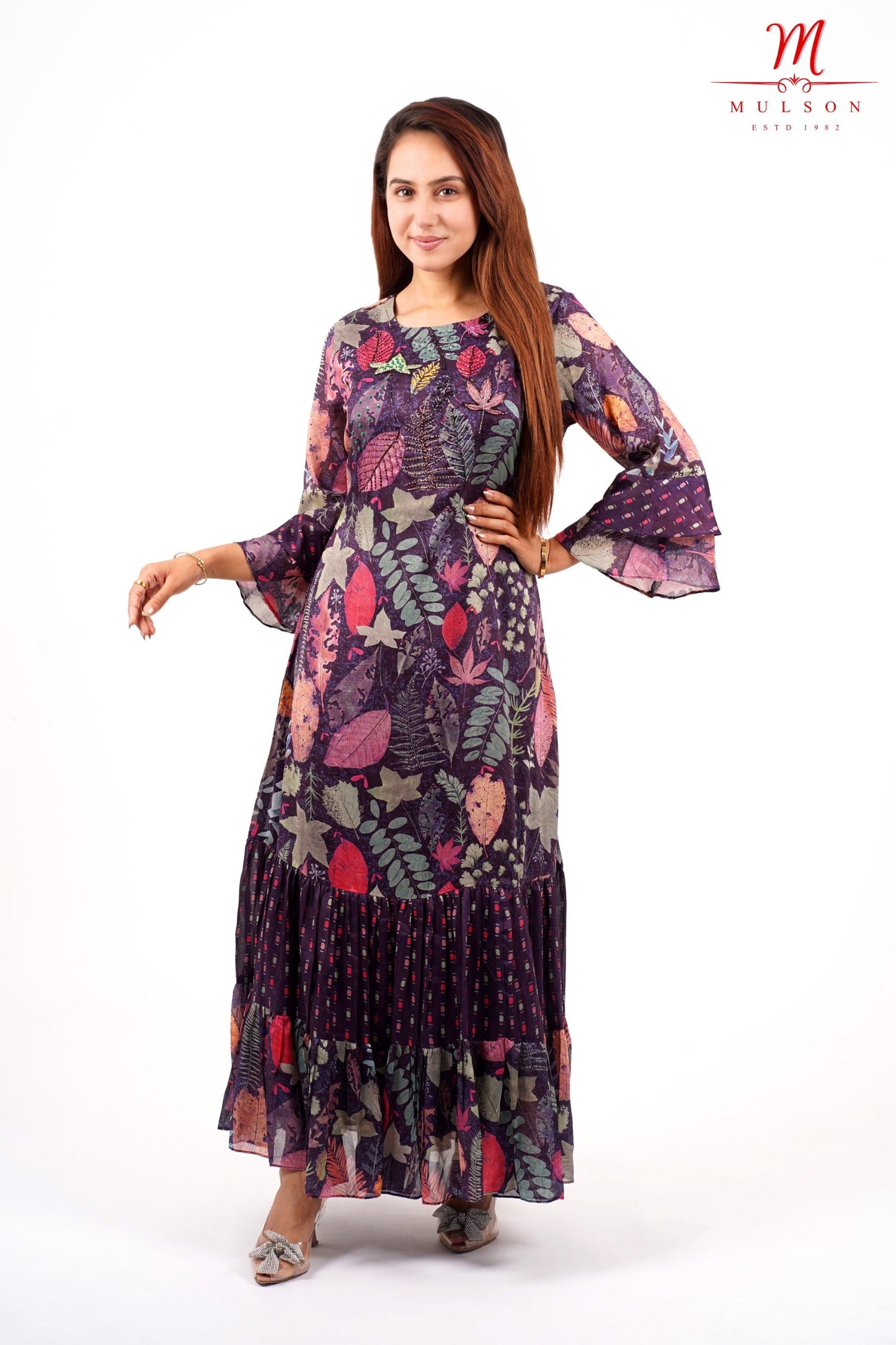 Majestic Purple Floral Dress"