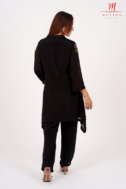 Black Floral Embroidered Kurta Set – Mulson Signature Collection