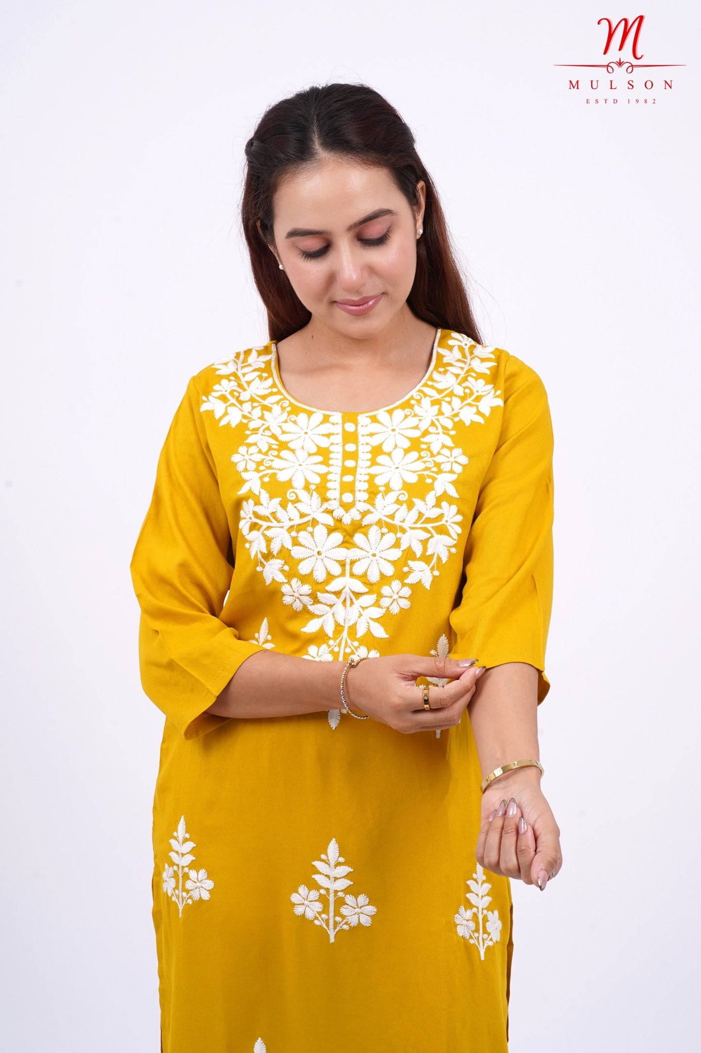 Mulson cotton chikankari suit set Floral Embroidered Kurta for Women