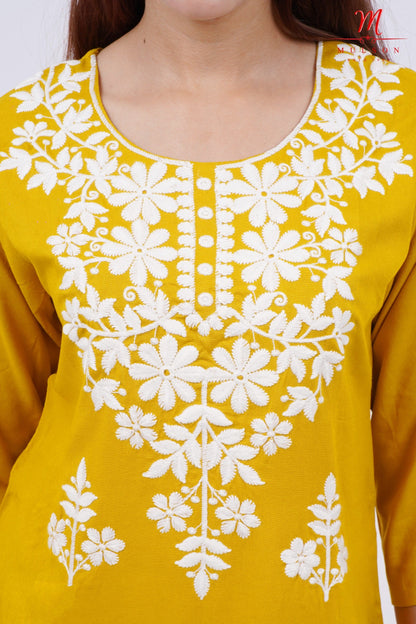 Mulson cotton chikankari suit set Floral Embroidered Kurta for Women