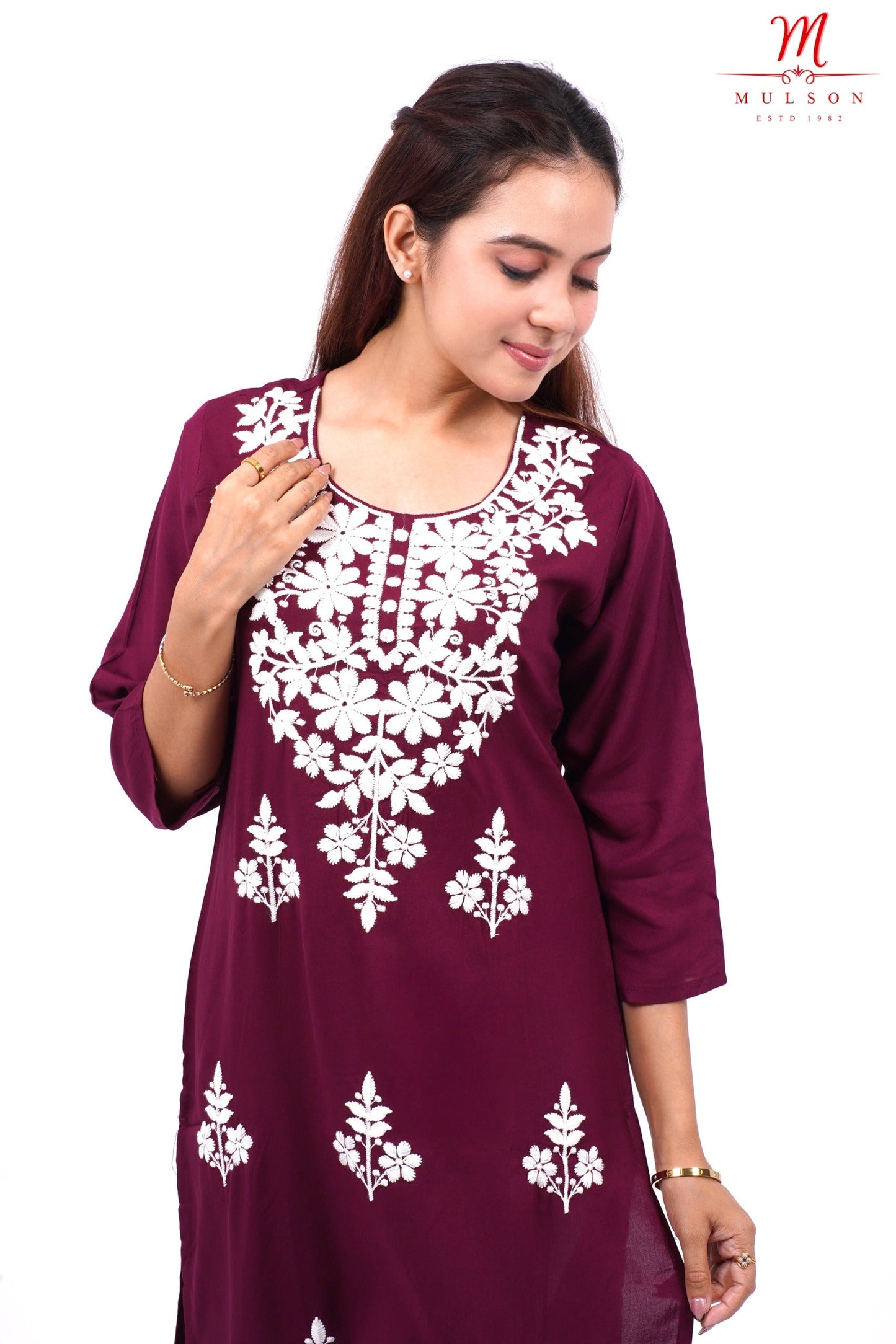 Mulson cotton chikankari suit set Floral Embroidered Kurta for Women