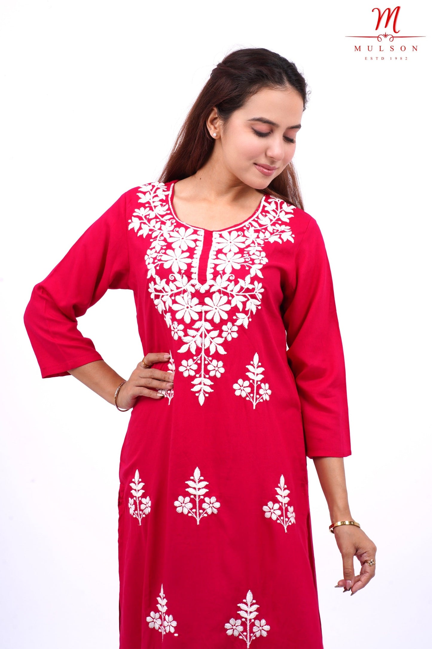 Mulson cotton chikankari suit set Floral Embroidered Kurta for Women