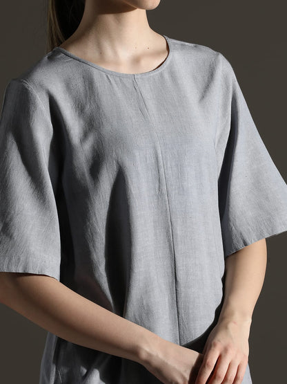Cotton co ord set in grey & black colorblock