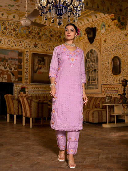 Cotton suit for women Gulab Pink Embroidered Suit Set