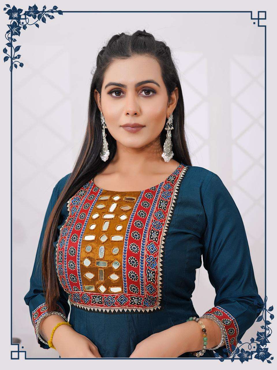 Embroidered Silk Blend Anarkali Kurta Set with Printed Dupatta