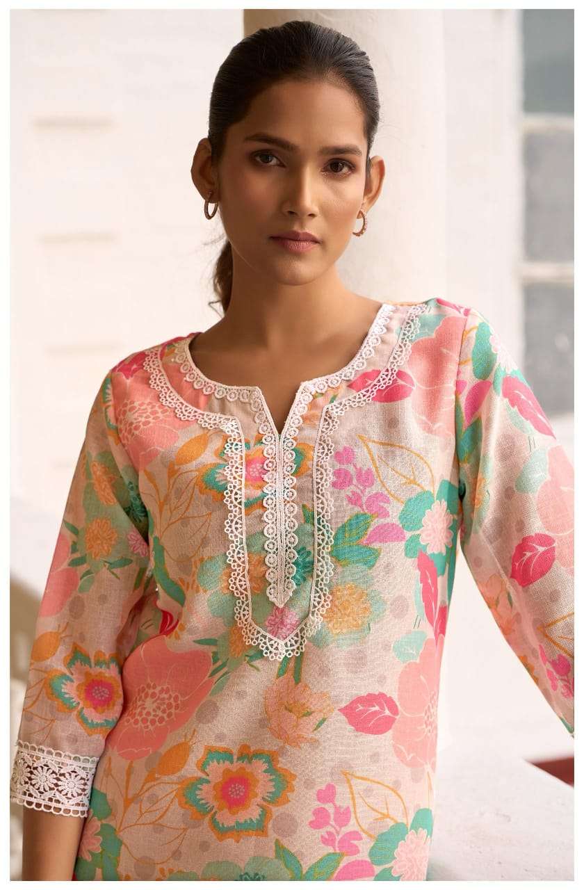 Pastel Pink Floral Kurta Set with Printed Dupatta